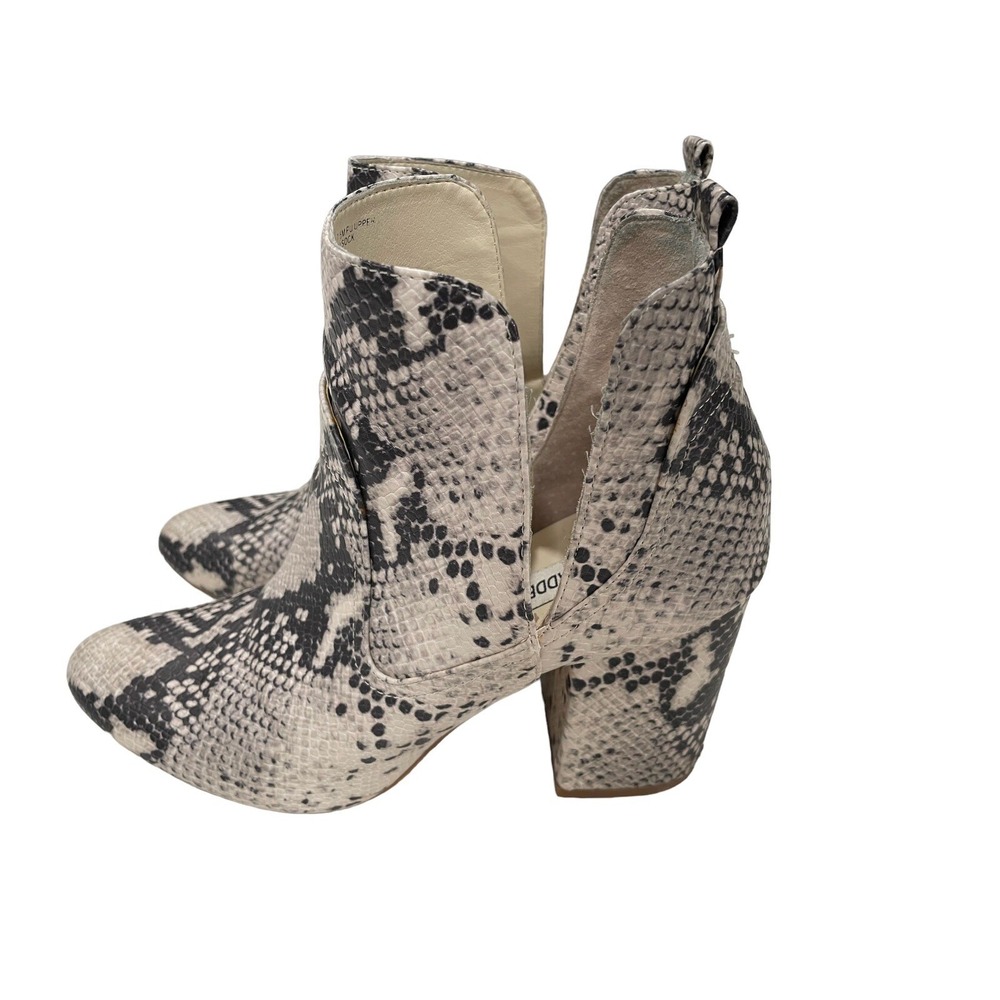 STEVE MADDEN Womens 7.5M Tan Snake Print Ankle Boots‎ Shoes SHF
